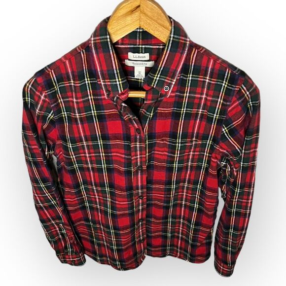 L.L. Bean Women's Classic Red Plaid Button Down Relaxed Fit Flannel Shirt Sz XS - Picture 14 of 14